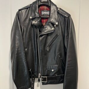 Schott NYC Black Leather Biker Jacket